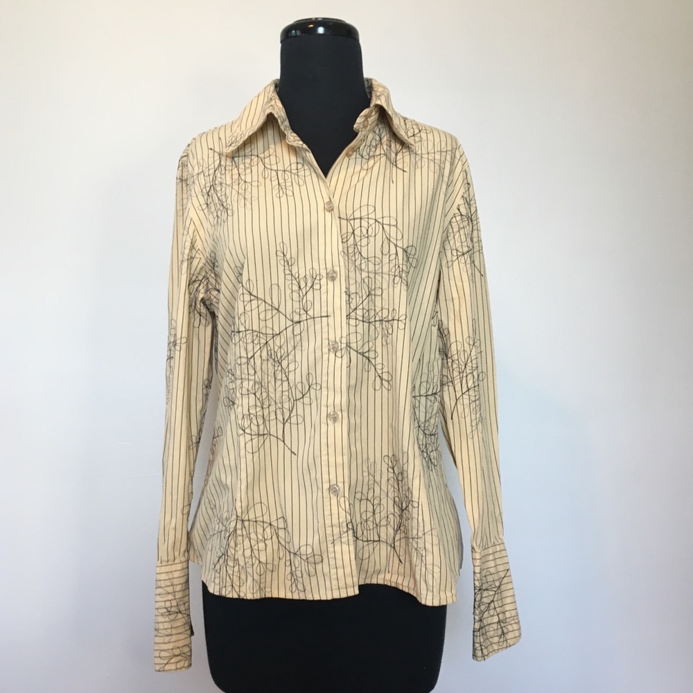 Y2K i.e. Cream Striped Button Down Blouse, 12